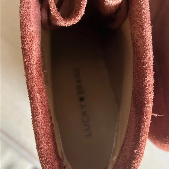 Lucky brand wedge rust leather boho chic vintage style ankle boot women’s size 9 - Picture 6 of 8